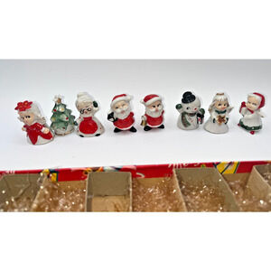 Vintage Set 8 Commodore Japan Ceramic Christmas Card Place Settings Adorable